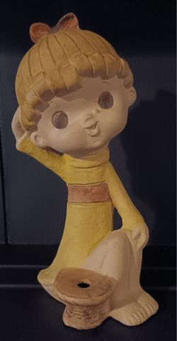 Vintage 1960s Ceramic Girl Incense Holder. Made In Japan 7.5" Tall.