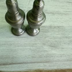 Vintage Web Weighted Pewter Salt And Pepper