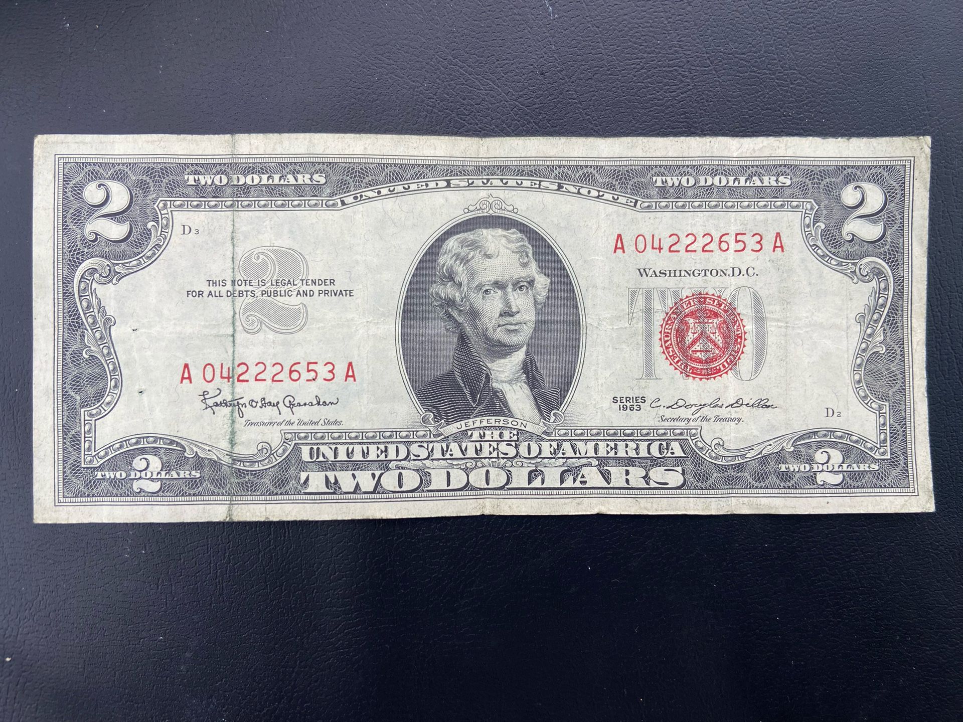 1963 Red Seal Bill/ Billete Sello Rojo๐
