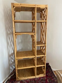 Bamboo rattan bookcase vintage