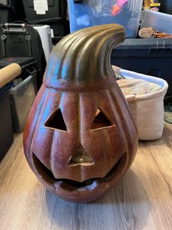 Huge Clay Pumpkin Chiminea