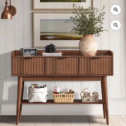 New In Box Fluted Walnut Console Table