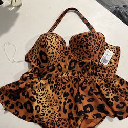 Leopard Print One-piece Swimsuit - 3x