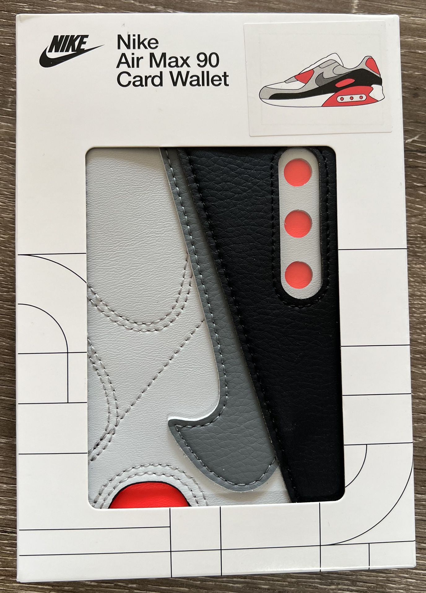 Nike Icon Air Max 90 Card Wallet Grey White Infared | N1009740-068 (NEW IN BOX)