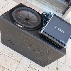 Kicker Subwoofer + Kicker CXA300.1 Amp + Wiring Kit 