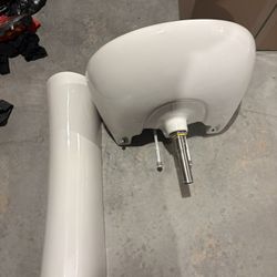 Small Pedestal Sink w/black Faucet