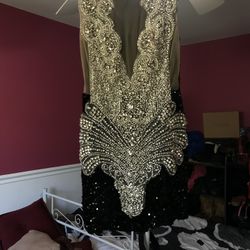 Black Sequence And Rhein Stone Homecoming Dress
