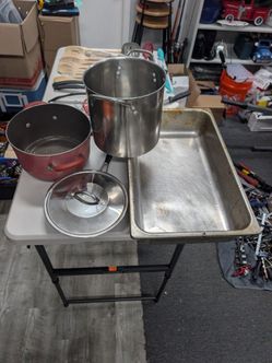 Large Kitchen Cookware & Utensil Lot – Stock Pot, Steamer, Knives & More