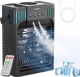 Portable Air cooling 16” Standing Fans that Portable AC，120° Oscillating 650ml Water Tank, 5Modes & 4Speeds Cooling Fans
