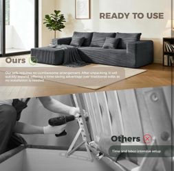BRAND NEW GRAY BONELESS SECTIONAL SOFA