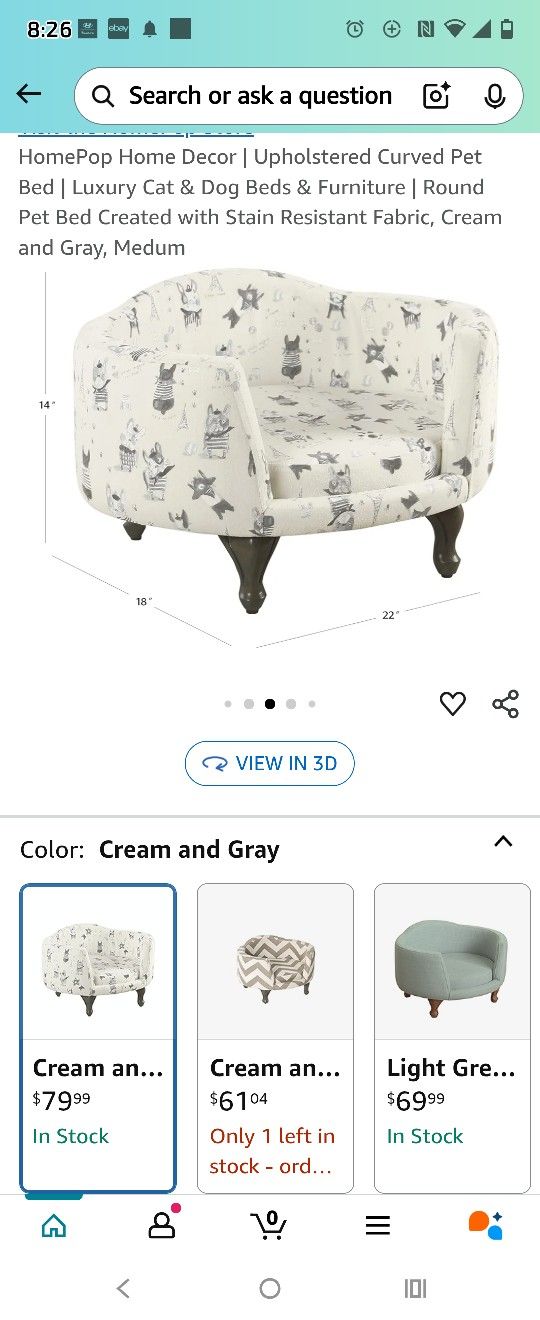 Home Pop Stain Resistant French Bulldog Bed