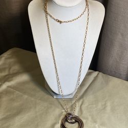 Bronze Milor Italy Chain Link & Rings Pendant Necklace