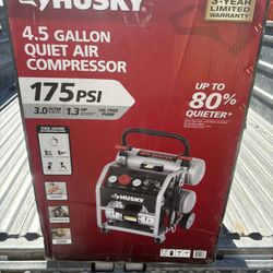 4.5 Gal. 175 PSI Portable Electric Oil-Free Quiet Twin Stack Jobsite Air Compressor w/Rubber Wheels and 2-Quick Couplers