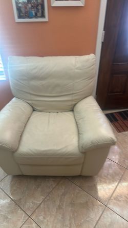 Cream Leather Accent Chair