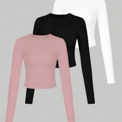 Solid Ruched Side Crop Shirt *NEW*