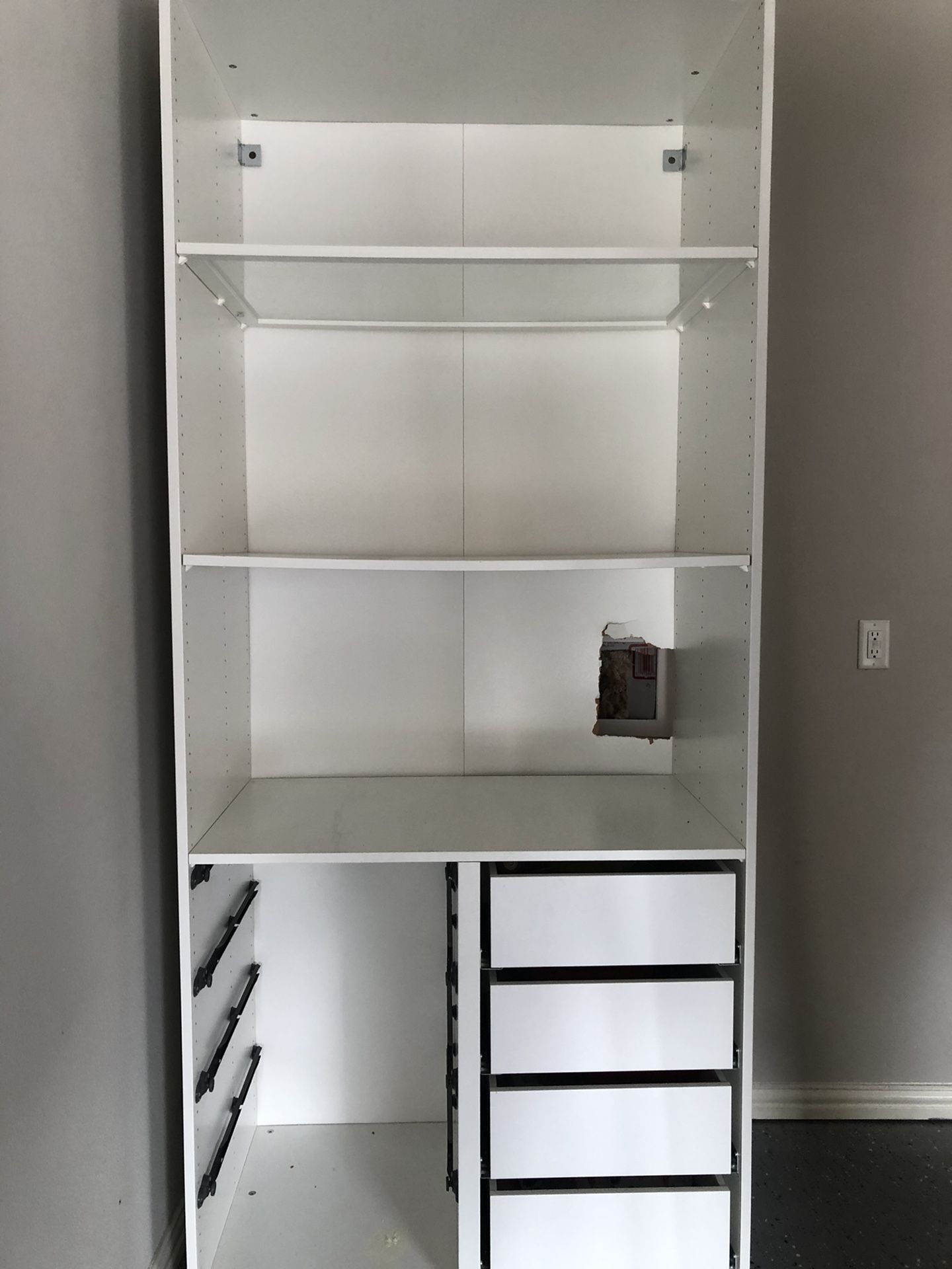 IKEA PAX system. Two closets WITH drawers, wire drawers, and all rods and shelves