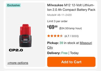 Milwaukee M12 12-Volt Lithium-lon 2.0 Ah Compact Battery