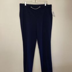 Women’s DRESSBARN Polyester/spandex Navy elastic waist dress/career pants… Size 14