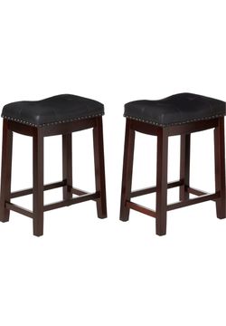 Padded Saddle Stool with Cushion, 24", Espresso/Black
