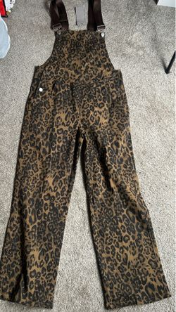 Leopard print overalls womens
