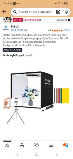 PULUZ Mini Photo Studio Light Box, Photo Shooting Tent kit, Portable Folding Photography Light Tent with CRI >95 104pcs LED Light & 6 Kinds Double-Sid