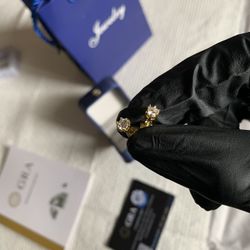 Real Gold Moissanite Earrings 4mm Pass Diamond Tester 