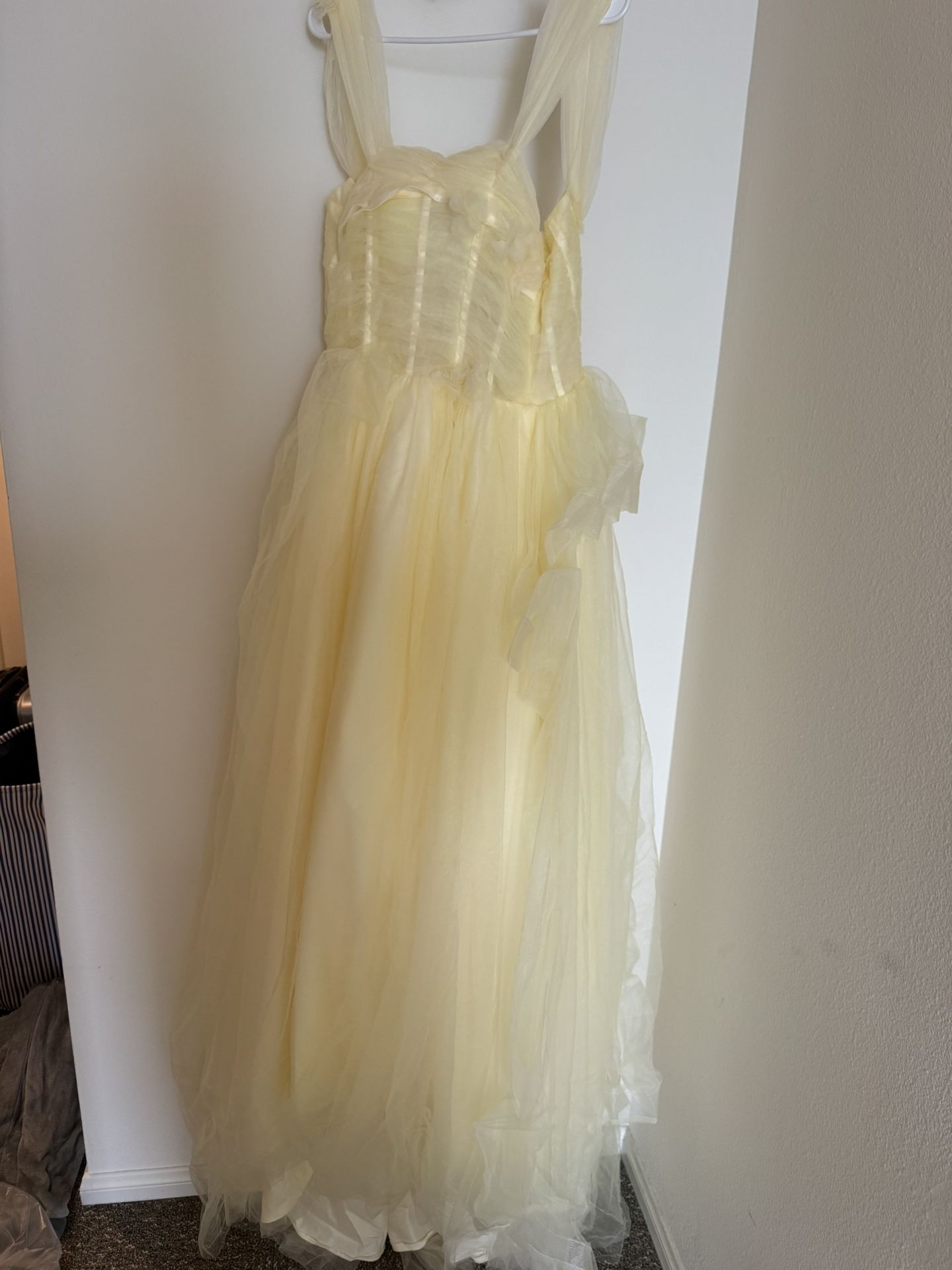 Light Yellow Tulle Gown – Size 10