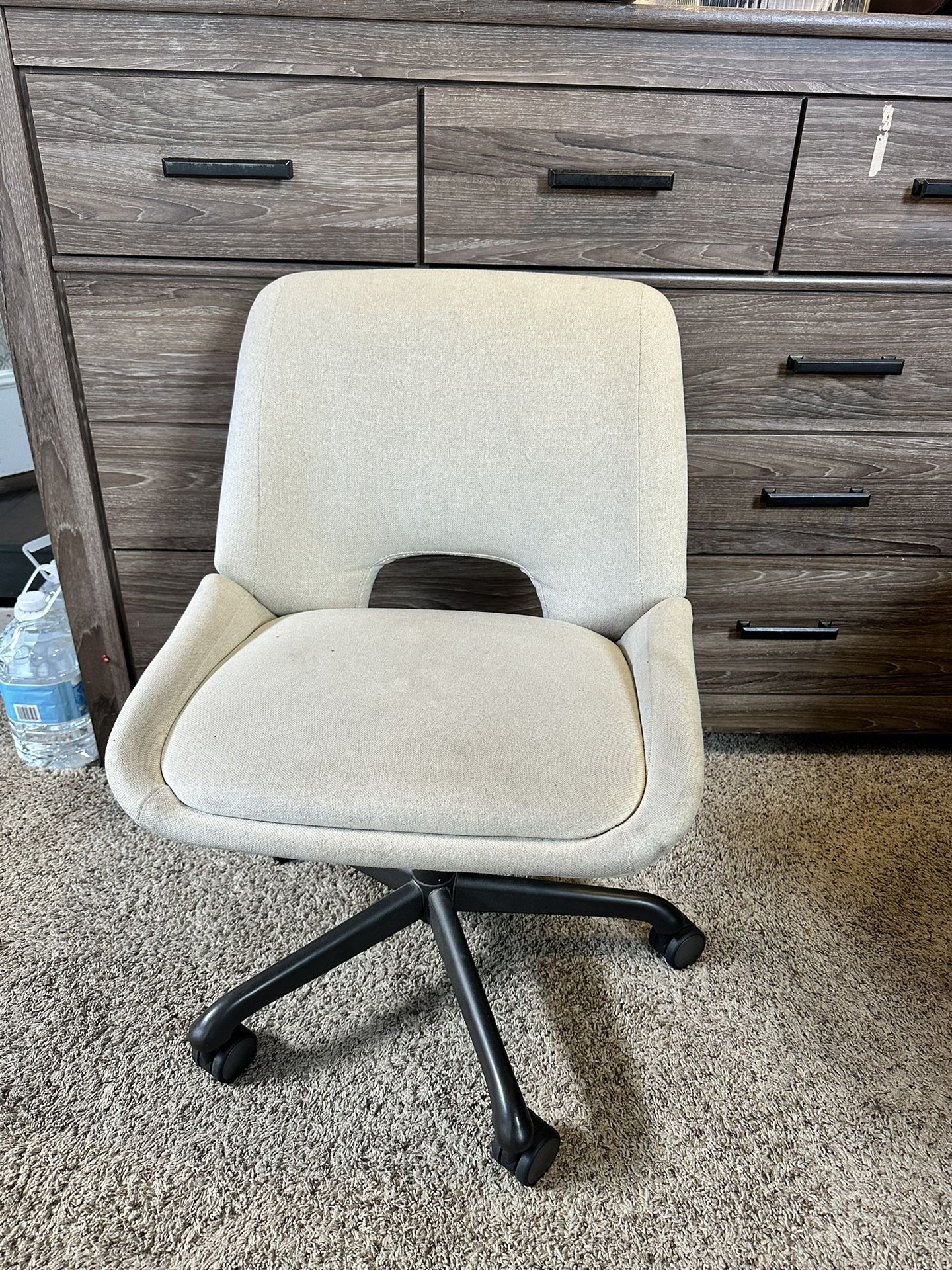 Beige Linen Desk Chair
