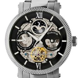 Heritor Automatic Aries Silver Skeleton Dial Stainless Steel Men's Watch  New