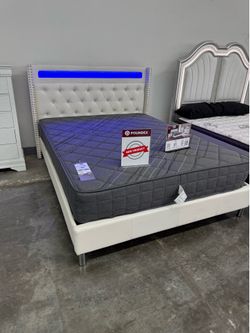 New queen bed frame with mattress