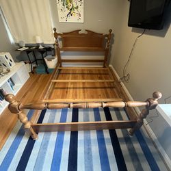 Vintage Solid Wood Full Headboard Footboard Side rails 