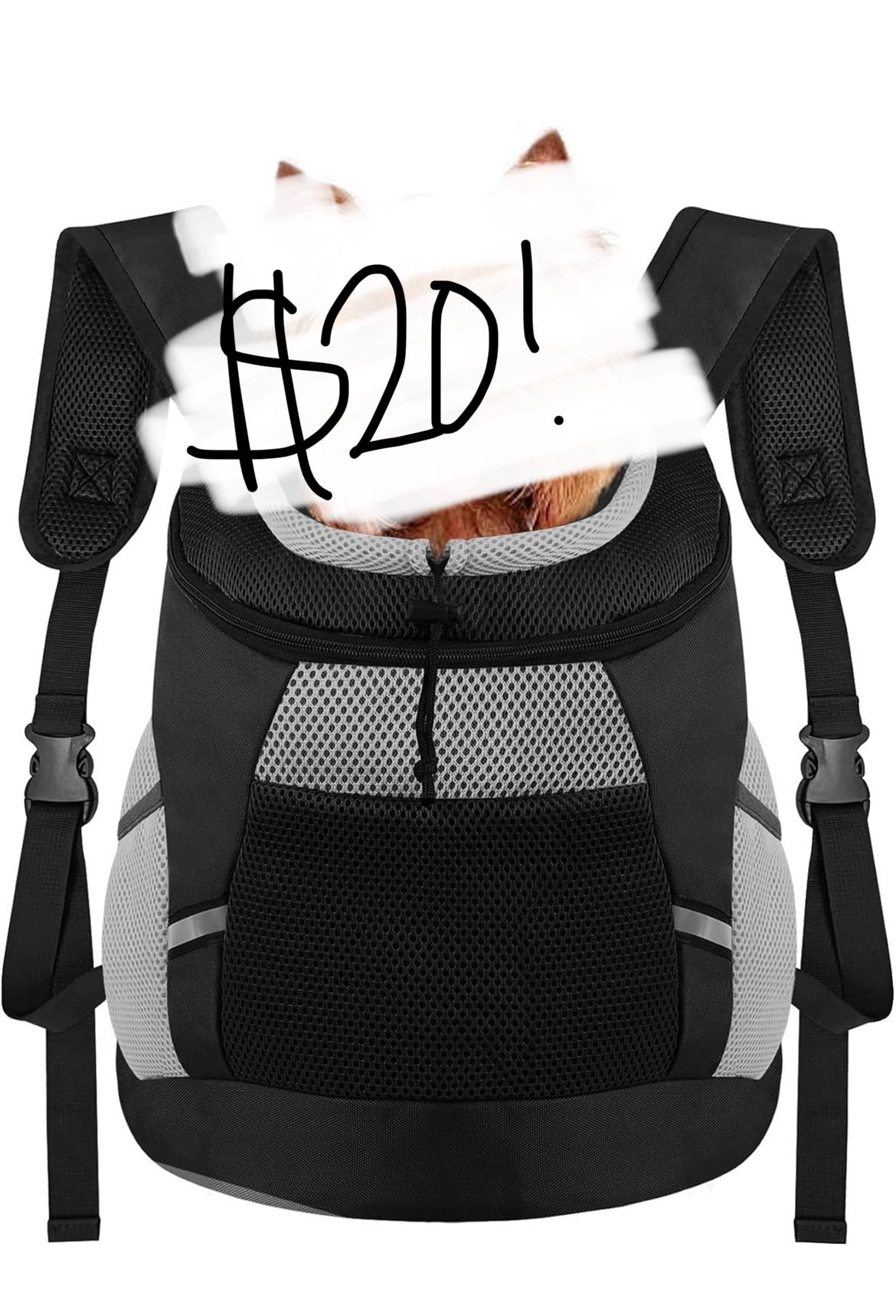 Dog Backpack Carrier, Front Chest Carrier For Dogs, Pet Carrying Bag For Travel Hiking Cycling Outdoor Black L (14-20 Lbs)