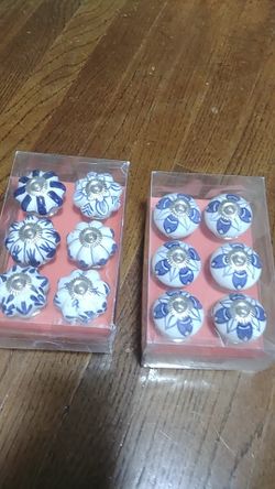porcelain drawer pull knobs 2 sets of 6