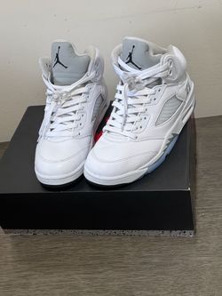Air Jordan 5 Retro White Silver Sneakers