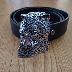 MENS LEOPARD CHEETAH BELT BUCKLE BELT SIZE M 34