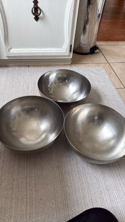 3 Large Stainless Steel Mixing Bowls – $25 Each