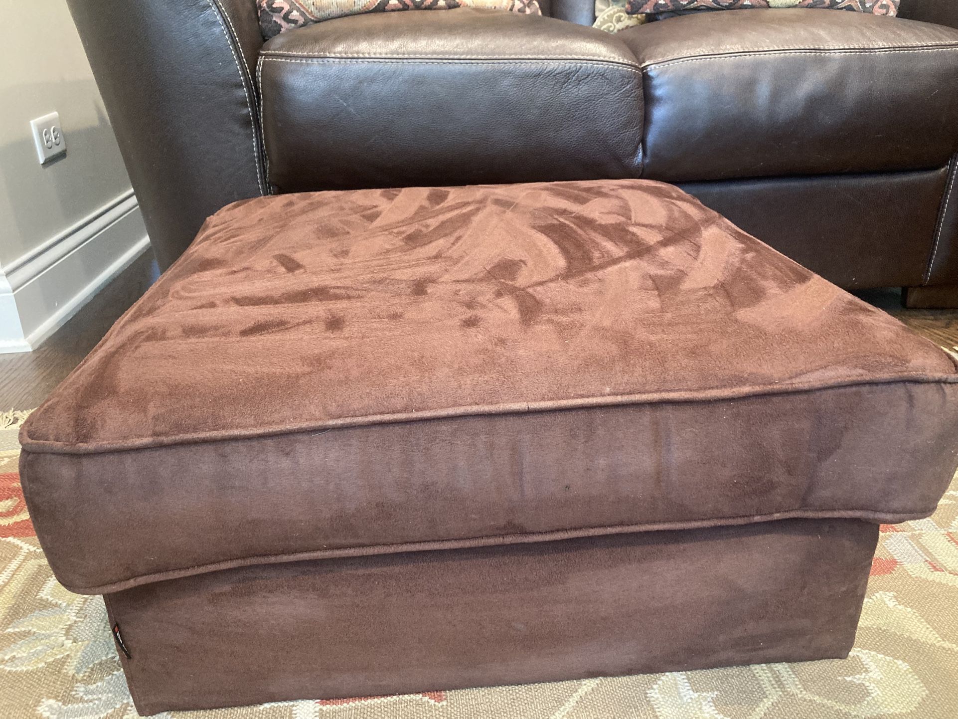 Square Lower Ottoman With Storage Container- In Easy To Clean Micro Fiber Suede Fabric