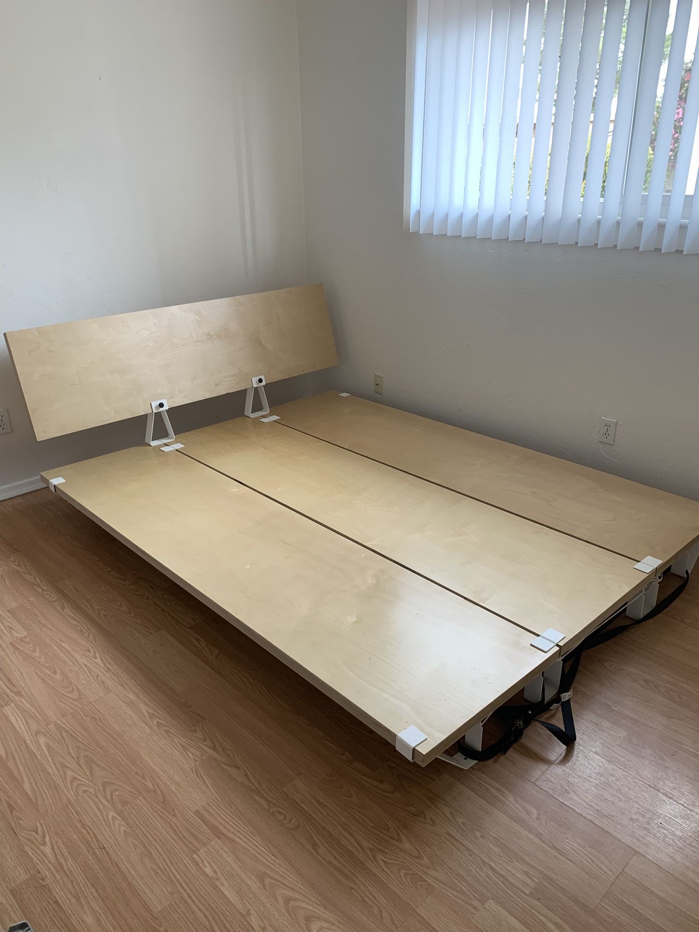 Floyd Bed Frame Queen With Headboard In Birch W/ White Hardware