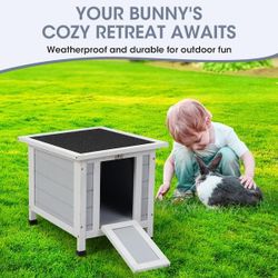 Rabbit Hutch Outdoor Pet House, Wooden Bunny Cage for Small Animal, NEW 
