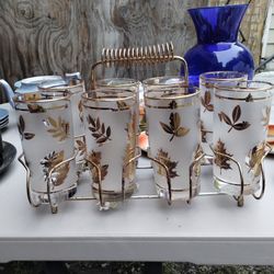 Vintage Gold Leaf Glasses 