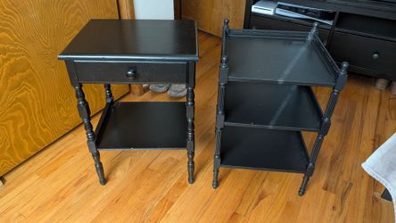 Black Spindle Leg Nightstand with Drawer