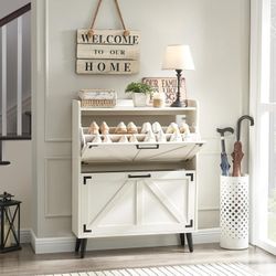 new inbox Shoe Storage Cabinet with 2 Flip Drawers