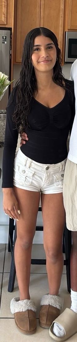 white mini shorts