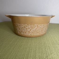 Vintage Pyrex Woodland Brown 1.5 Liter 474-B Cinderella Casserole Dish No Lid