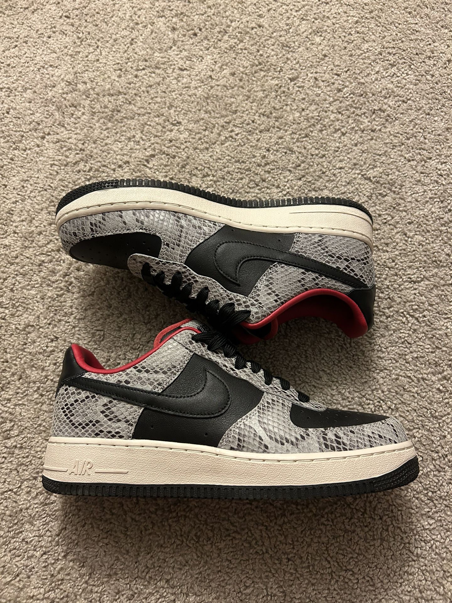 Nike Air Force Low ID Snakeskin 'Black Cement' Size