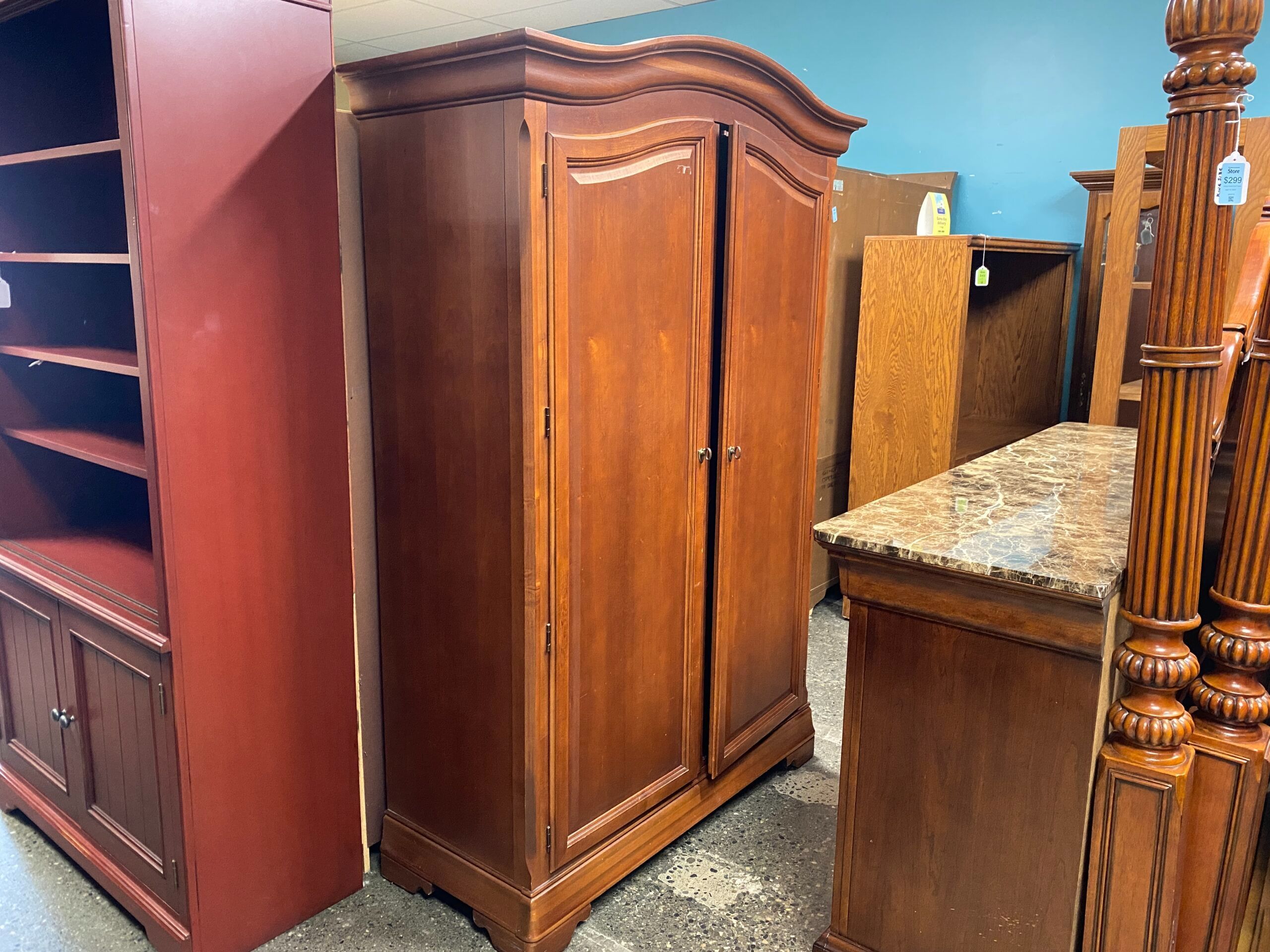 THOMASVILLE Cherry Stained Wardrobe w/ Built in Mirror
