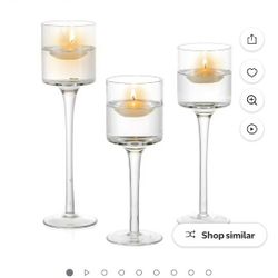 Set Of 3 Glass Candle Holders