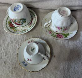 TAZAS ANTIGUA DE PORCELANA FILETEADA DIFERENTES MODELOS C/U