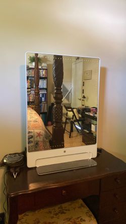 Riki tall large led vanity mirror white 28” L x 20”W