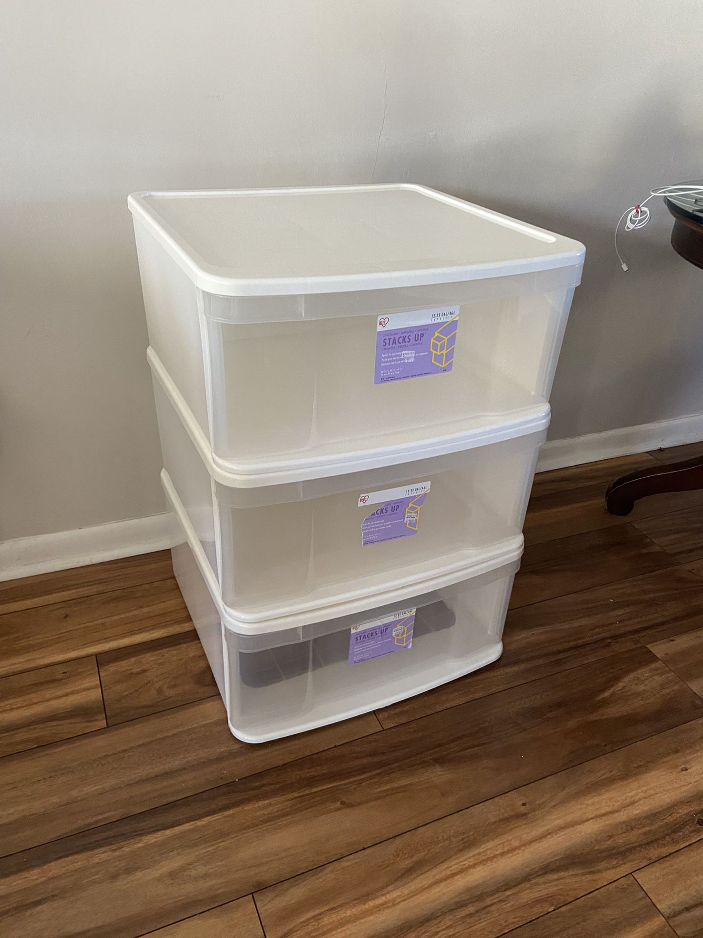 Three Stackable Iris Plastic Drawers